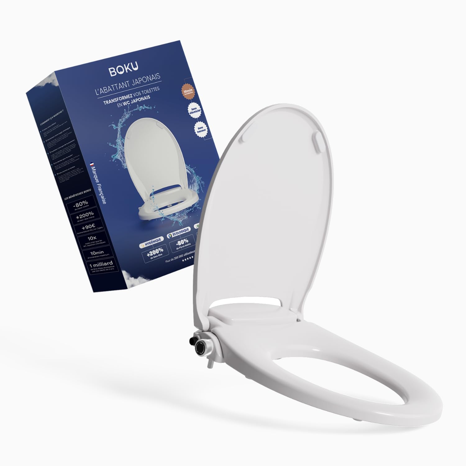 BOKU - Abattant Japonais avec Filtrage Hydraulique - Hygiénique et Écologique - Marque Française, Technologie Brevetée -