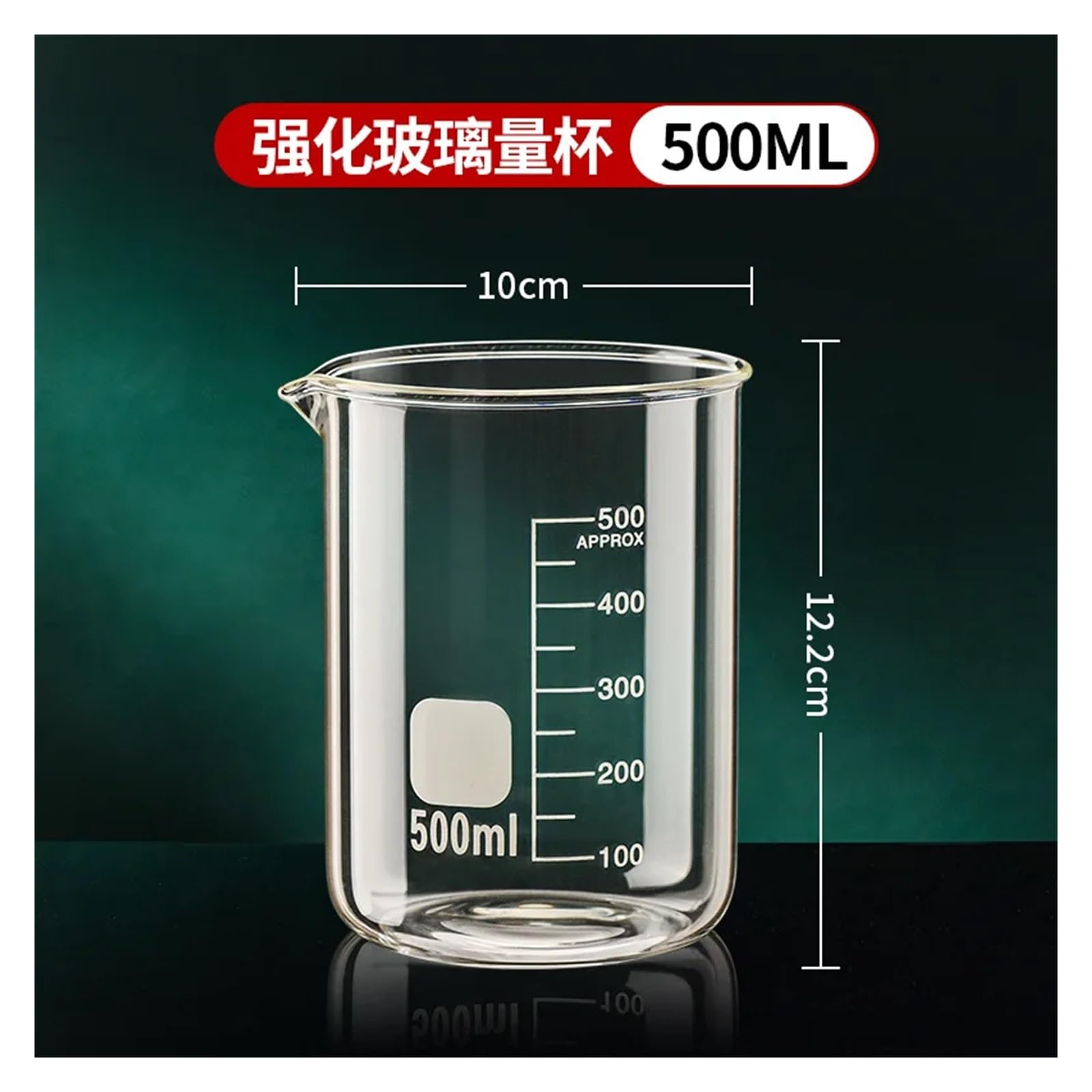 Vaso medidor de vidrio de borosilicato transparente de 50-1000 ml, vaso medidor de escala transparente,(500ml)