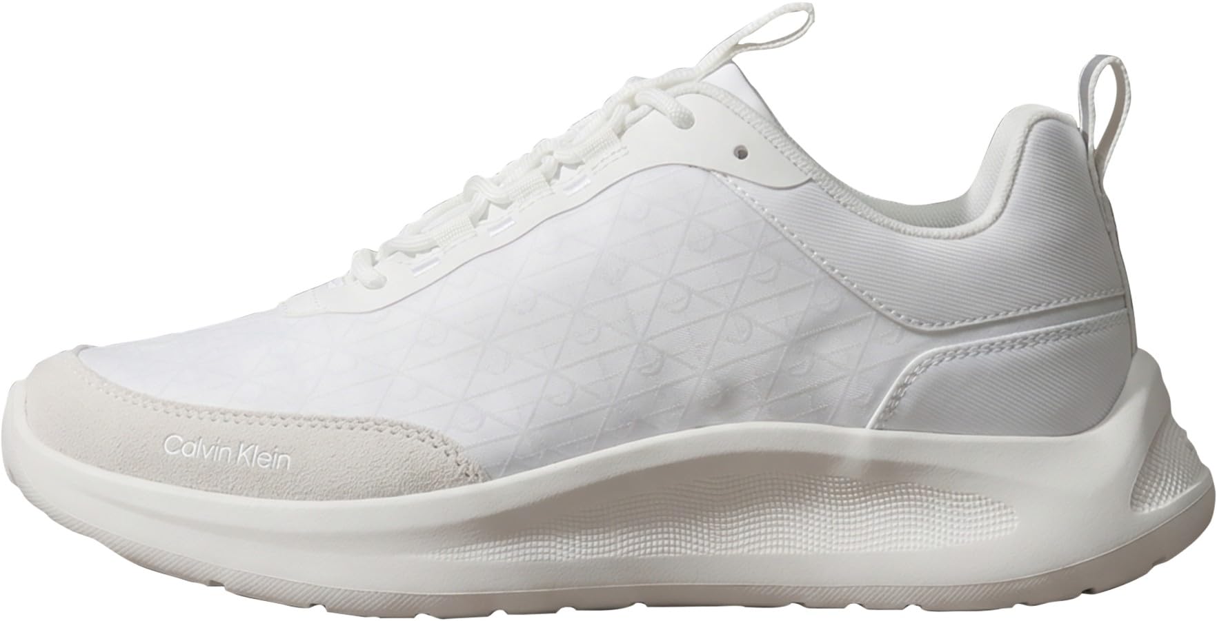 Calvin Klein Men's Light Eva Runn Laceup AOP HM0HM02343 Low Top, White (Triple Bright White), 8