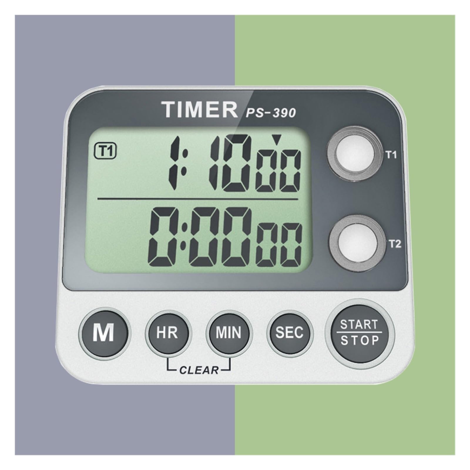 Timer da cucina con cronometro 1/100 centisecondi, timer portatile digitale elettronico, 2 gruppi, sveglia conto alla rovescia