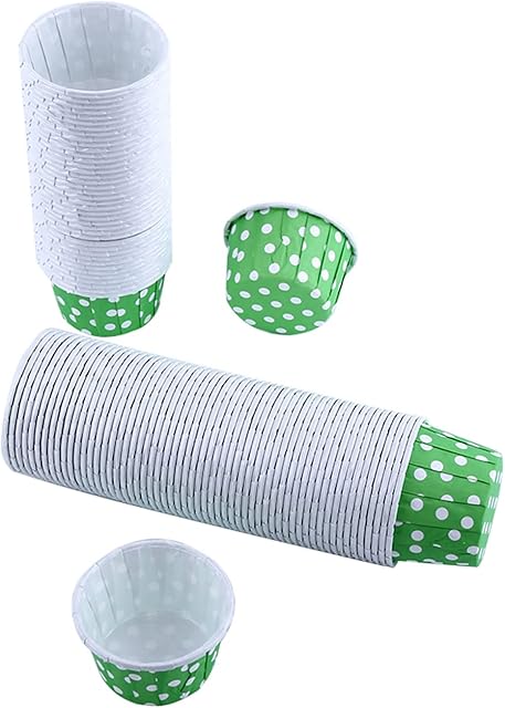 100pcs Paper Cupcake Cases,Mini Cupcake Cases Polka Dot Baking Cups Round Cake Muffin Liners Case for Home, Weddings, Birthdays - Green