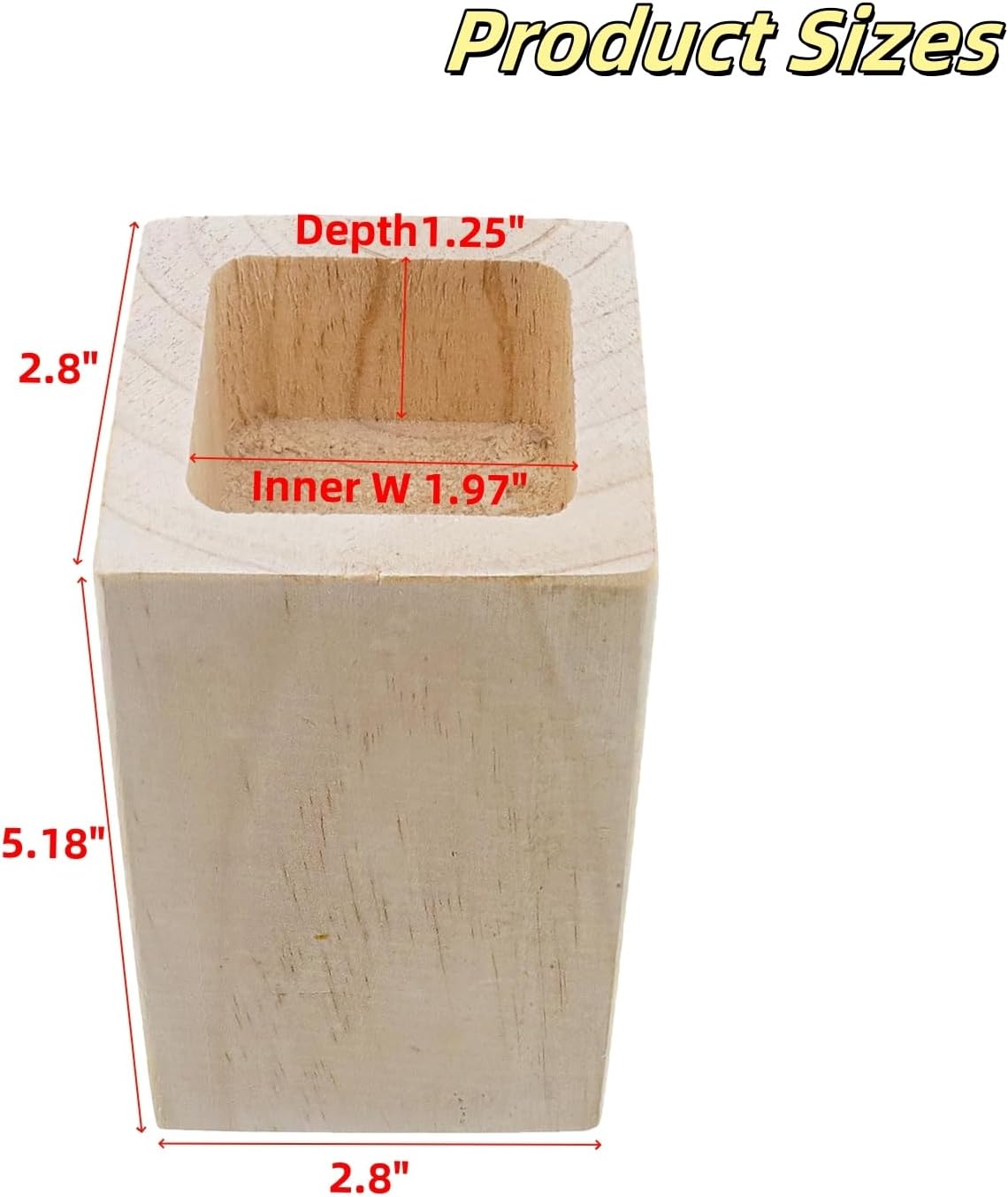 LC LICTOP Solid Pine Wood Square Furniture Riser 4Pcs, 3.93-5.18 Inch Rising Height, Fit 1.97 Inch Leg, Support 880 lbs Heavy Duty Furniture Feet Lifter for Under Bed Storage Desk Sofa Chair