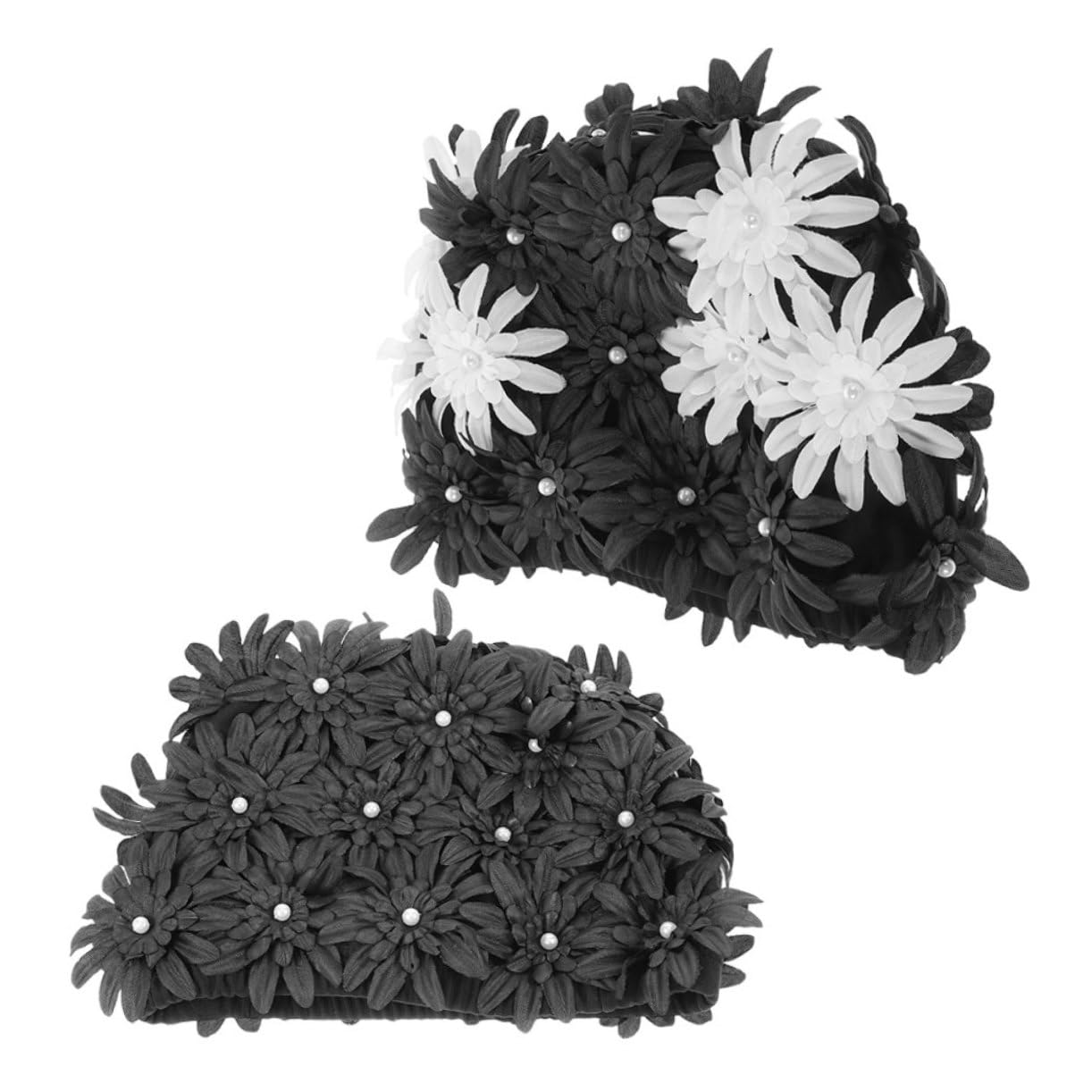 Kisangel 2 Gorros De Natación para Mujer con Diseño Floral Gorro De Natación De Alta Elasticidad para Cabello Largo Gorro De Natación De Tela Gorros De Natación De Verano