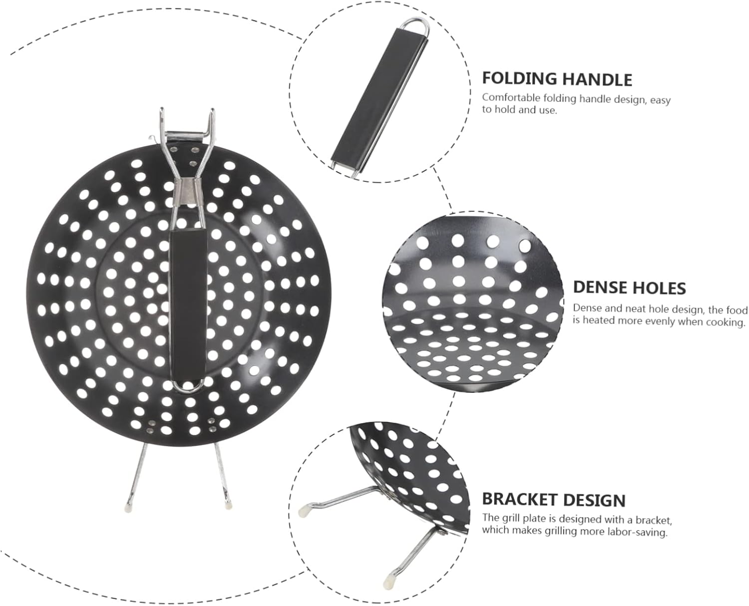 Outdoor Nonstick Barbecue Grill Pan with Holes Portable Folding Skillet for Picnics Parties and Family Gatherings Bbq Supplies for Meat Fish and Vegetables