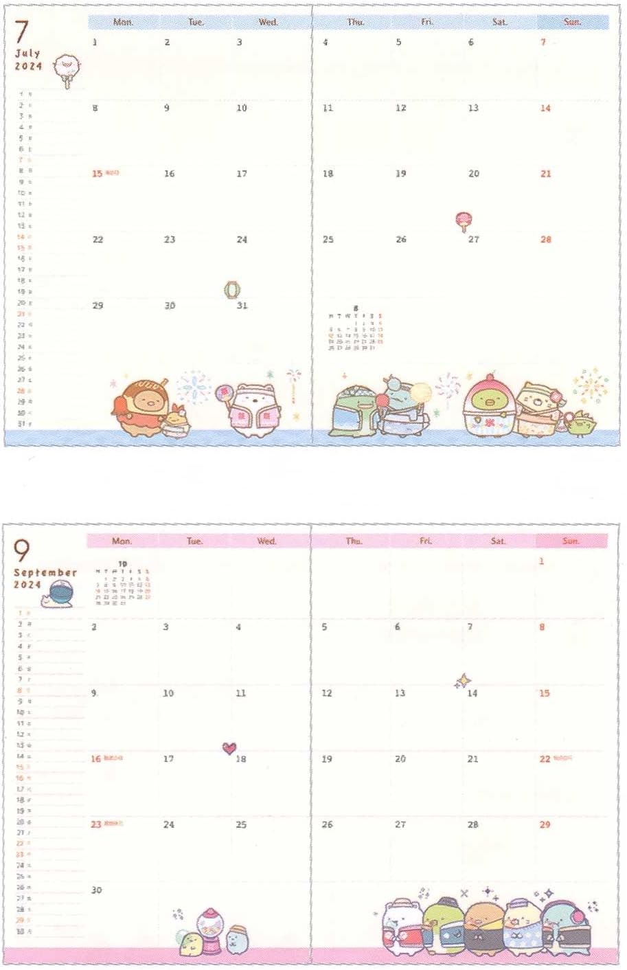San-X 2024 Sumikko Gurashi Monthly Notebook, Thread B6 ME67208