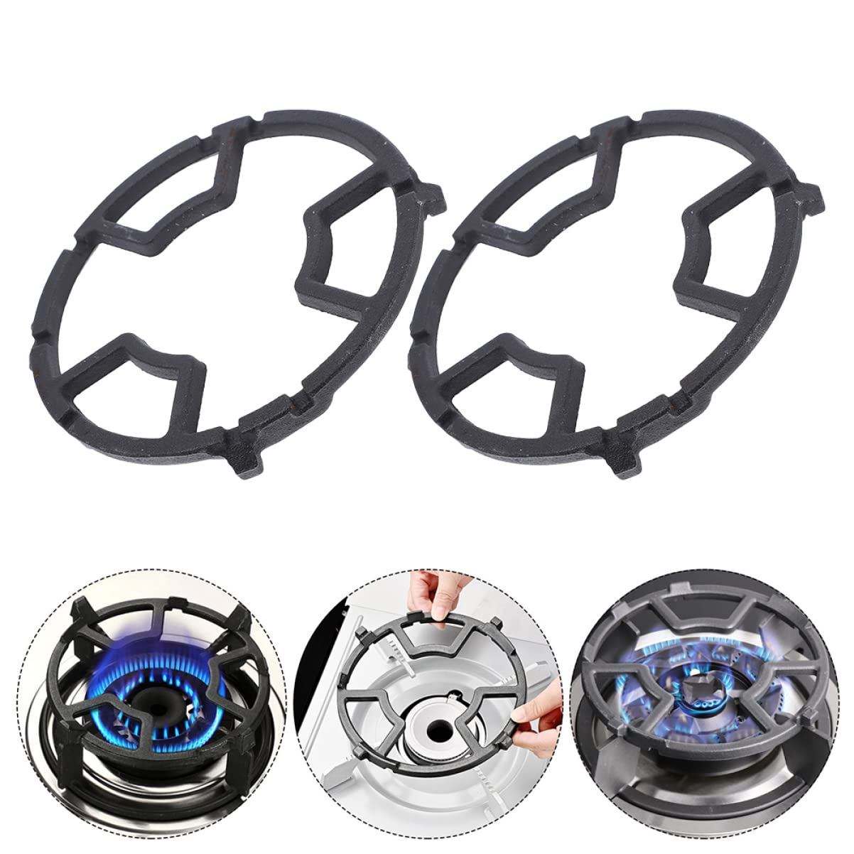 VALICLUD 2piezas Rejilla Para Ollas De Cocina De Gas Anillo Para Wok De Hierro Fundido Soporte Para Estufa De Cocina Para Wok Vitrocerámica Accesorio Para Estufa De Para Uso De Gas