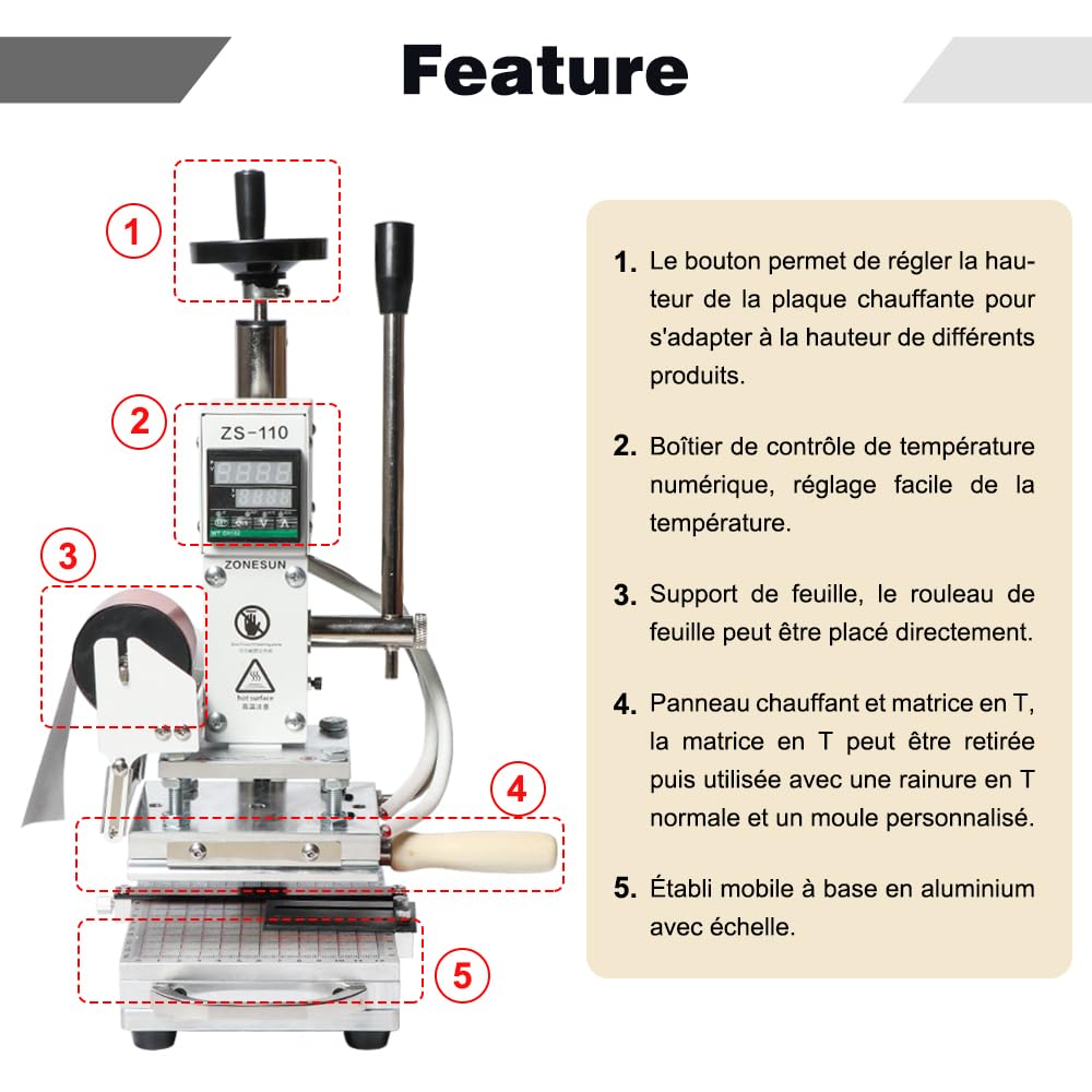 ZONESUN ZS110 Heißer Folie Stanzen Maschine drücken simulator Papier Holz PVC Karte Leder Drucker Präge Maschine für Leder