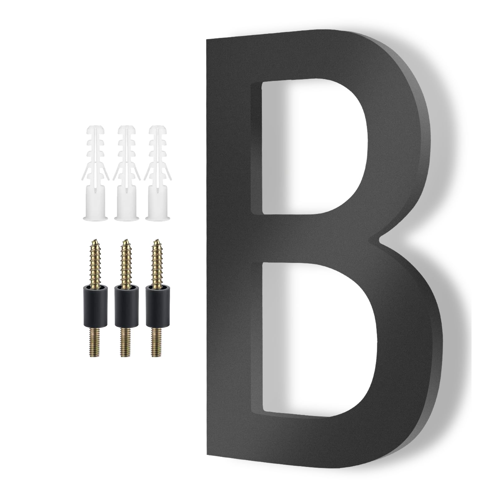 Modern House Letters for Outside - Floating Large 8 Inch Black Address Letters for House, Door, Farmhouse, Street - Both Floating & Flush Styles - Outdoor Letter B