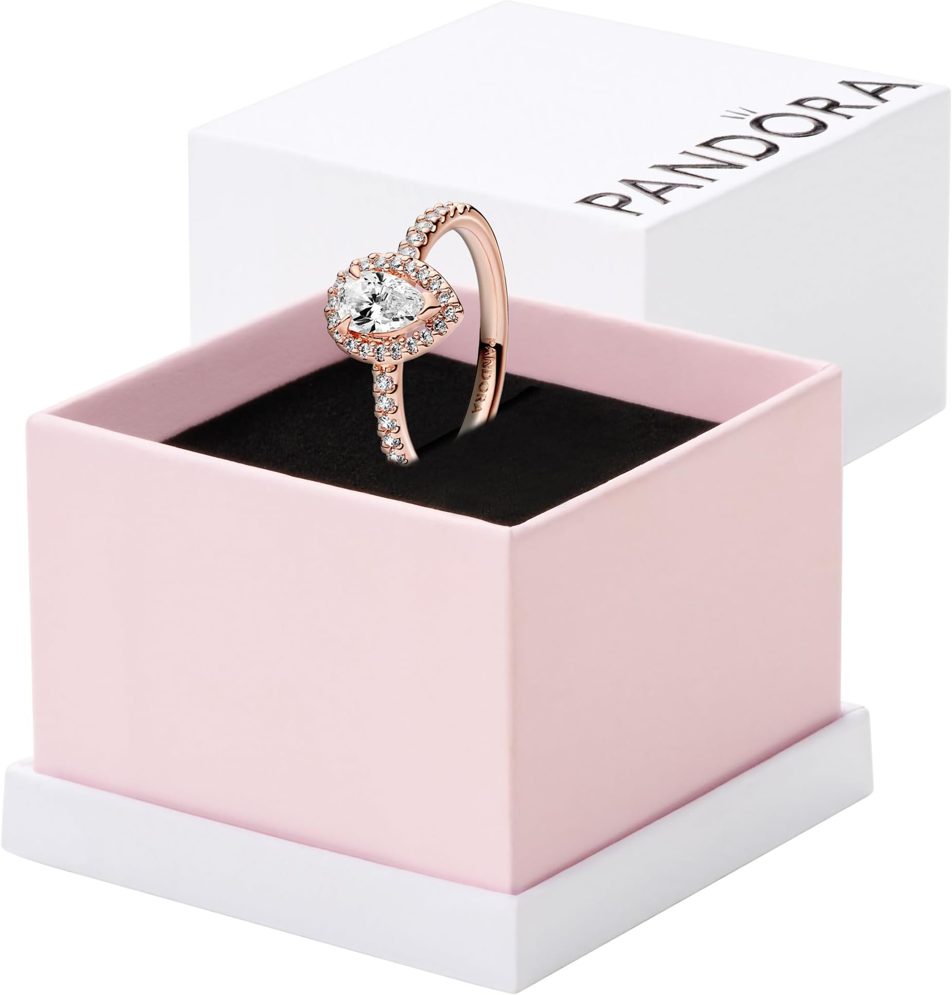 Timeless Sparkling Pear Halo Ring - Layering or Stackable Ring - Ring with Cubic Zirconia - Gift for Her - Jewelry for Women with Gift Box