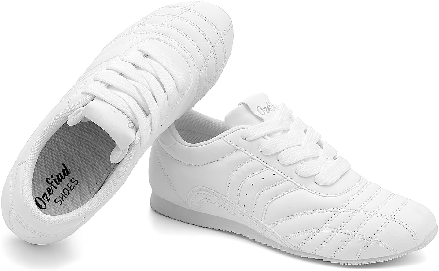 Women's White Shoes Leather Tennis Sneakers Comfort Casual Walking Shoes Lightweight Fashion Lace Up Work Shoes