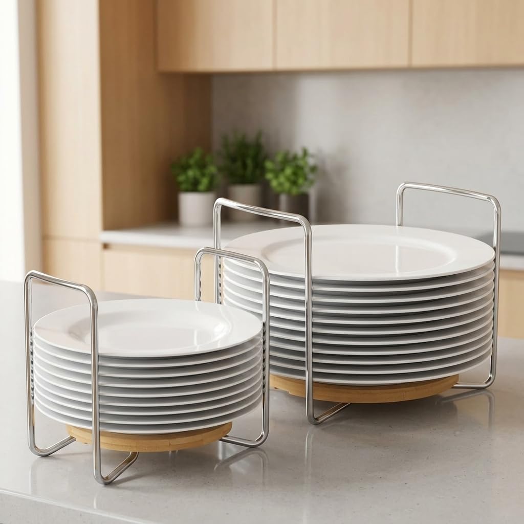 Adjustable Plate Organizer 2 Pcs Set for Drawers Cabinets