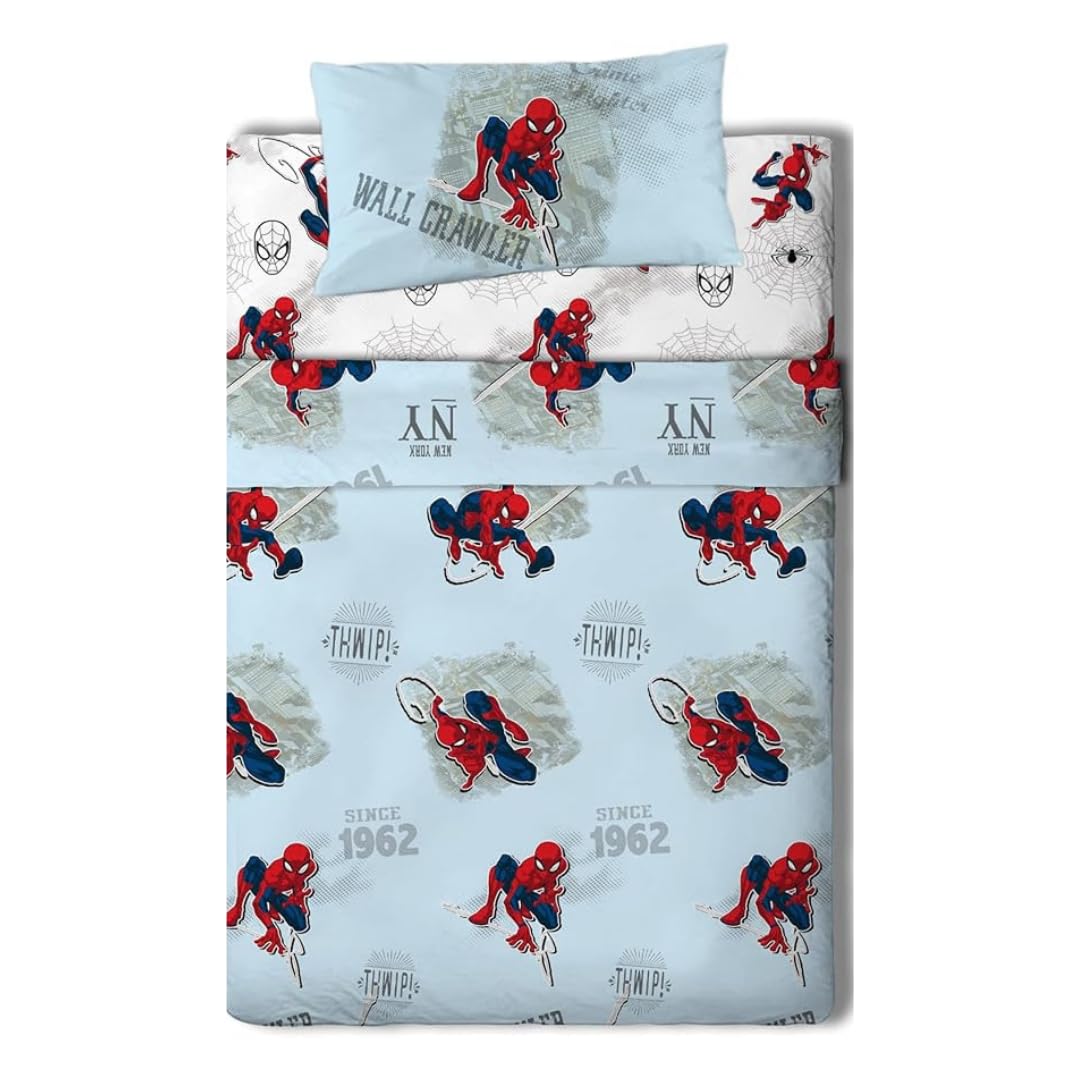 Spiderman NY Juego de Sábanas de 3 Piezas para Cama de 90