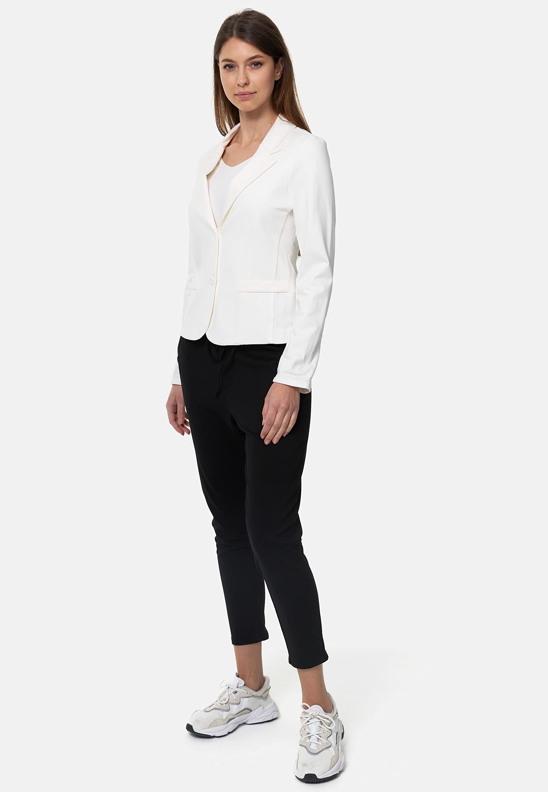 Damen Kurzblazer Sportliches Casual Sakko Anzug Casual Business Frauen Blazer mit Reverskragen PM11 S - XL