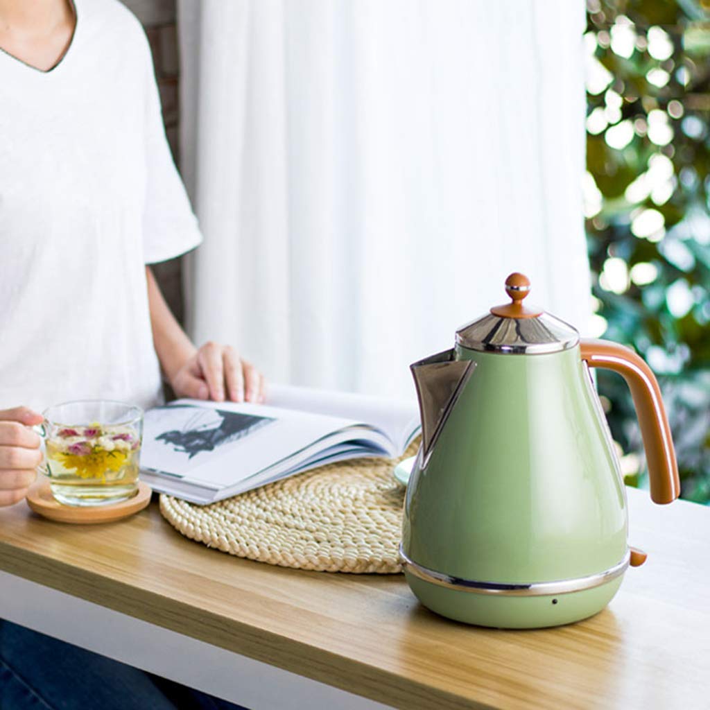 Kettle Hervidor Retro, Acero Inoxidable, Hervidor de Vidrio Iluminado, 1,7 Litros, Tostadora de Impresiones de 3000 Vatios,Verde,Hervidor + Tostador
