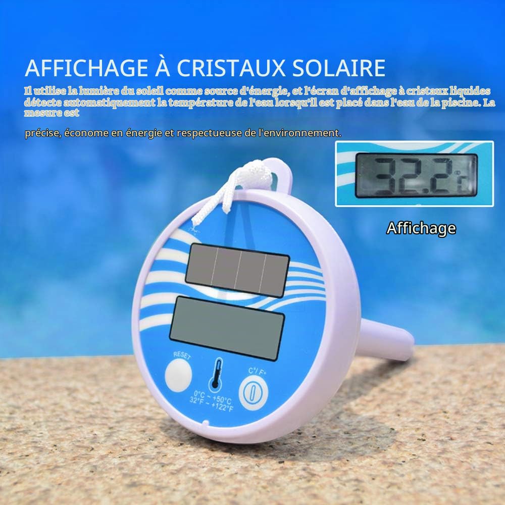 Thermometre Piscine, Thermomètre de Piscine Solaire Numérique avec Grand écran LCD Facile à lire, Thermomètre Flottant Pour Piscines Extérieures et Intérieures et étangs