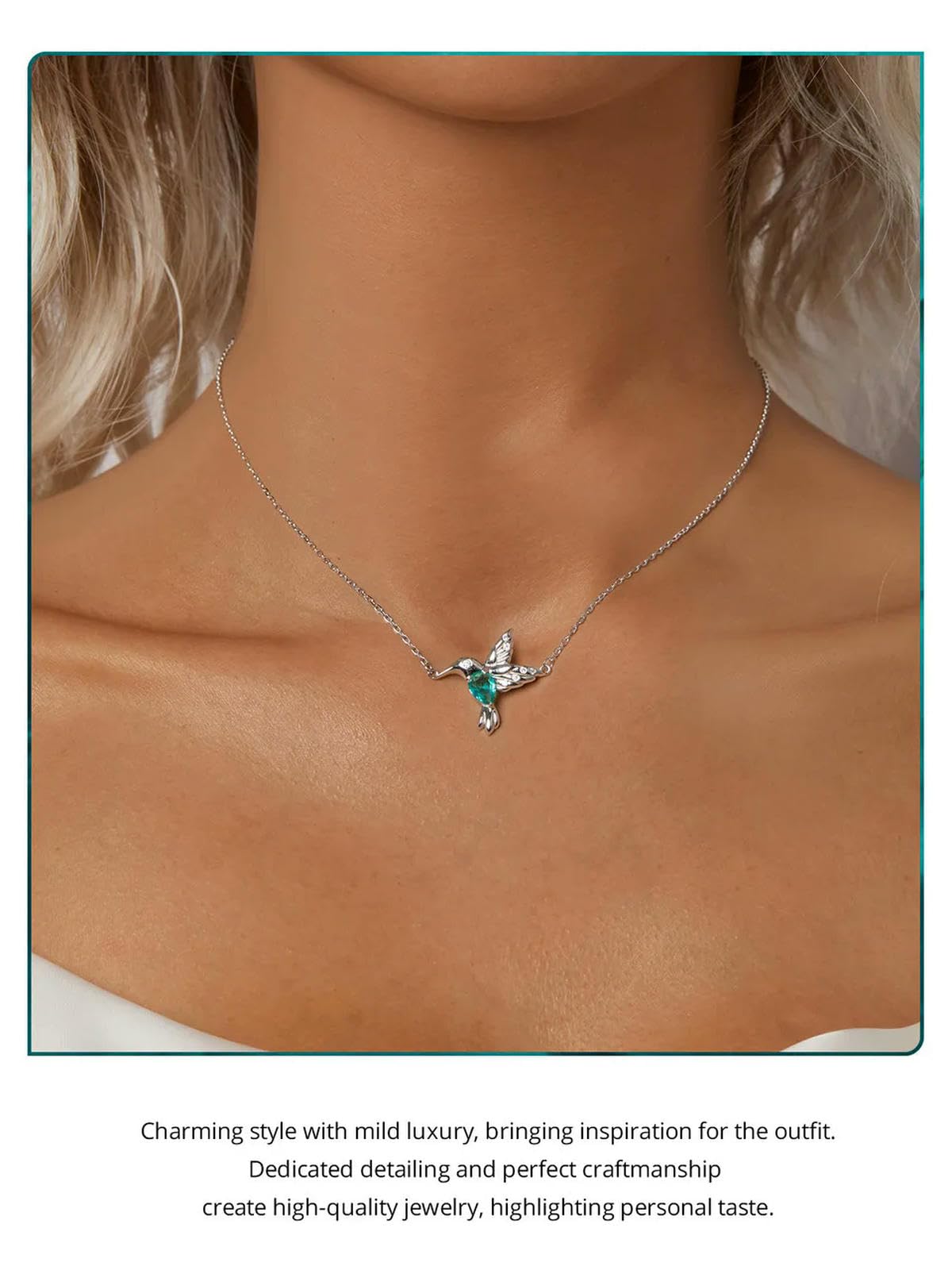 Collar De Colibrí De Oro Blanco Y Plata De Ley 925 Con Colgante De Pájaro, Cadena Para El Cuello Para Mujer, Joyería Fina Para Fiestas, Regalo