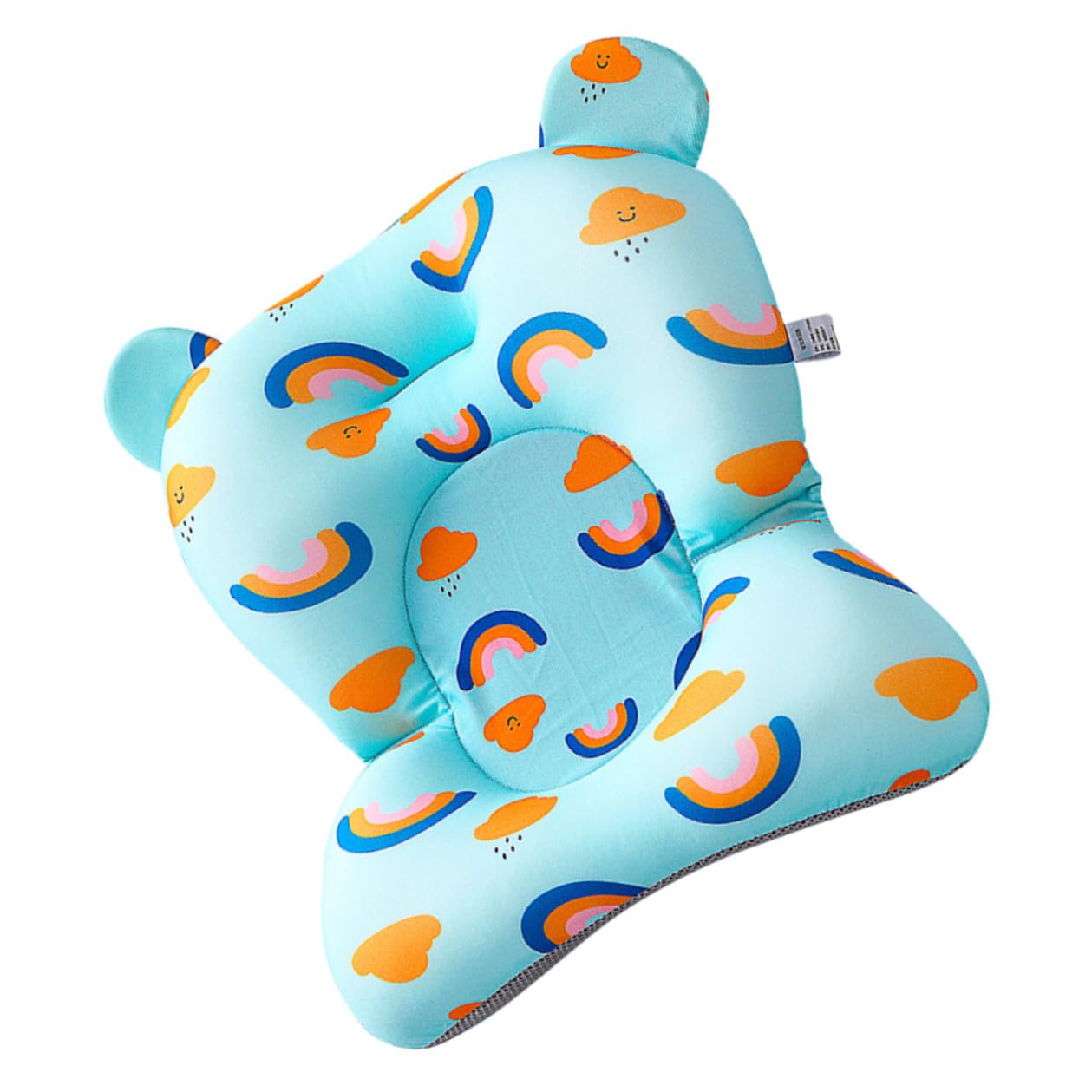 LABRIMP Bath Seat Support Non-Slip Floating Bath Cushion with High Headrest and Safety Straps with Rainbow Pattern