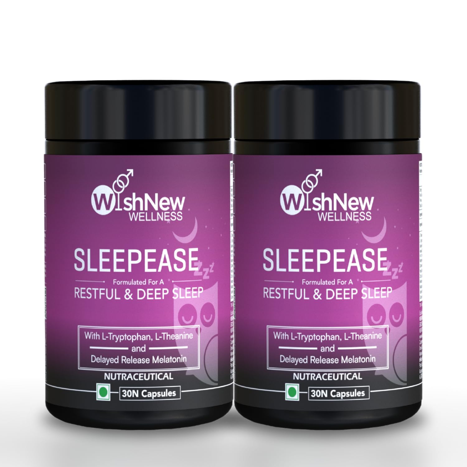 WishNew Wellness SLEEPEASE | 30 Veg Capsules | Advanced Sleep Formula | L-Theanine, Melatonin, Valerian, Ashwagandha | Deep Restful Sleep | Non-Habit Forming | 100% Vegetarian | Enhanced Relaxation Pack of 2 (B0DBQ83RFB) Amazon Price History, Amazon Price Tracker