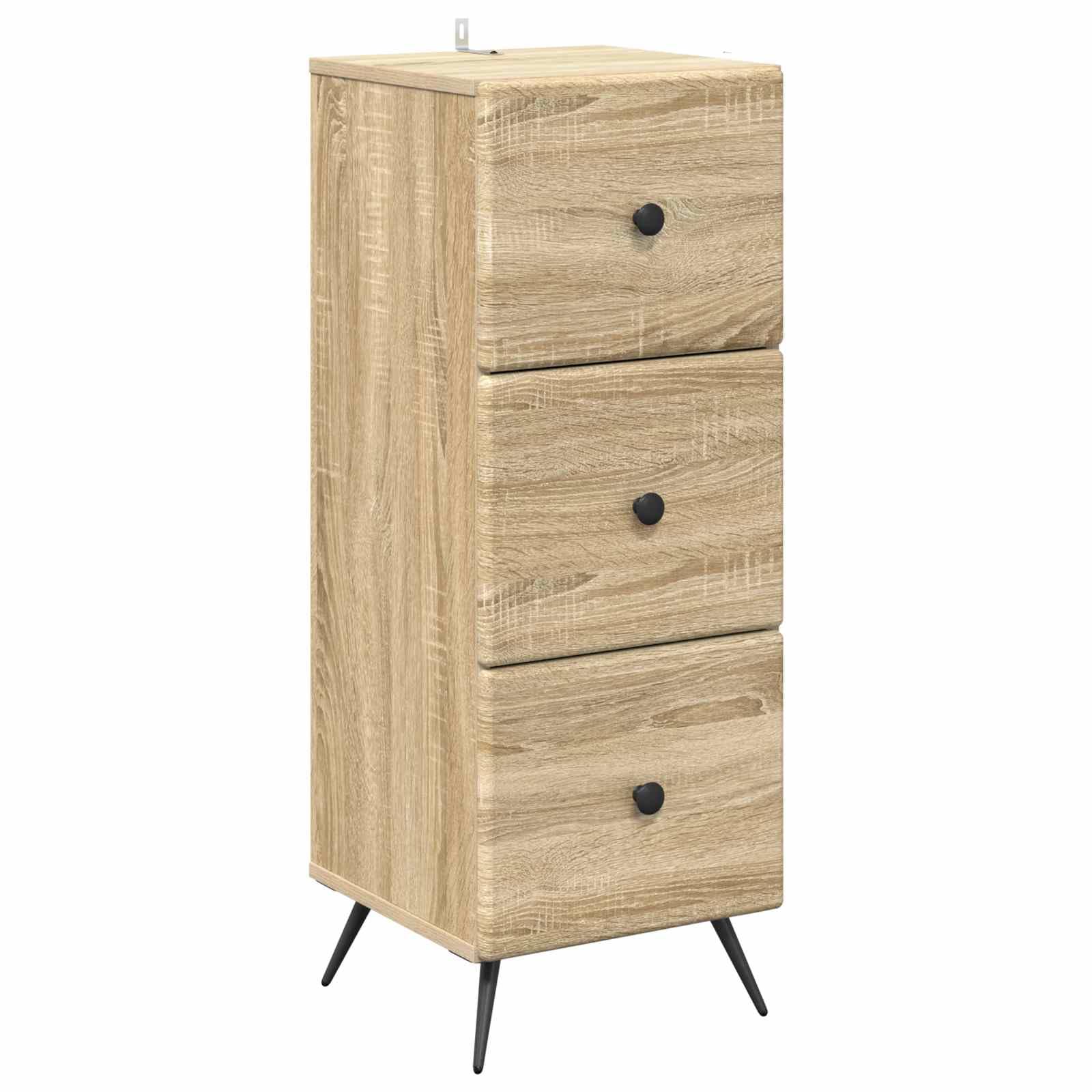 Armoire à tiroirs en chêne Sonoma 33 x 34,5 x 90 cm avec 3 tiroirs et serrure, rangement polyvalent pour bureau, salon, chambre à coucher et couloir