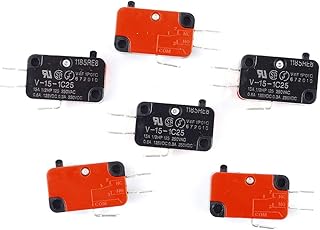 Cylewet 6Pcs V-15-1C25 Snap Button Type Micro Limit Switch SPDT 1 NO 1 NC for Arduino (Pack of 6) CYT1111