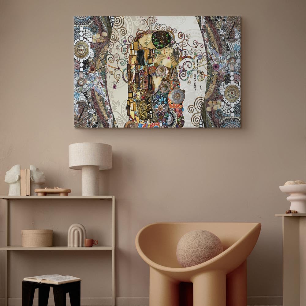 murando Cuadro en Lienzo Gustav Klimt Beso Impresión de 1 Pieza Tejido no Tejido Artística Imagen Gráfica Decoracion de Pared Abstracto Mosaico
