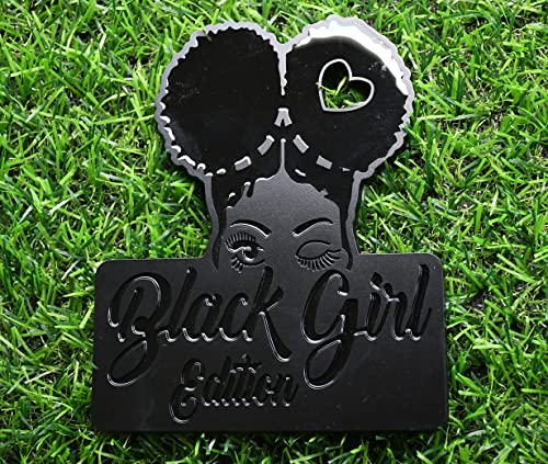 Image of Custom Black Girl Edition Car Badge Emblem Decals - Compatible Vehicles, Doors, Body, Fenders, Trunk - Stylish Dynamic Look (Black)