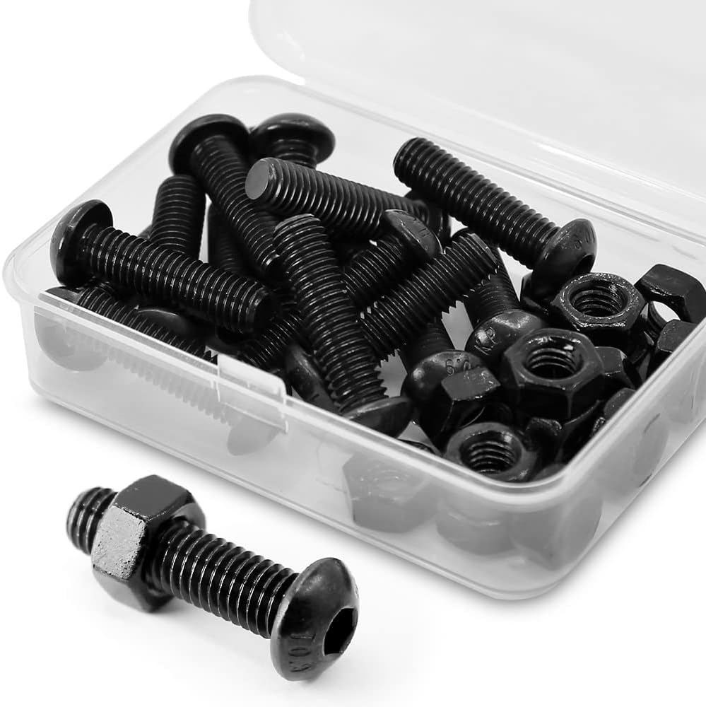 Assorted Nylon Hex Screws – M3, M4, M5, M6, M8, M10, M12 Sizes, Black Plastic Cap Bolts For DIY & Electronics