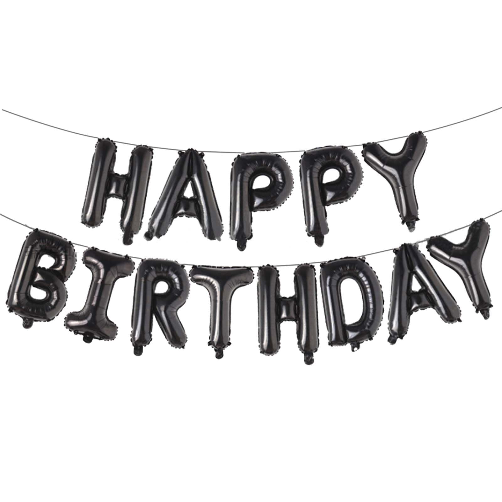 16 Inch Black Happy Birthday Aluminum Foil Letters Balloons Birthday Balloons Banner Sign For Men Women Kids Birthday Party Decorations Supplies