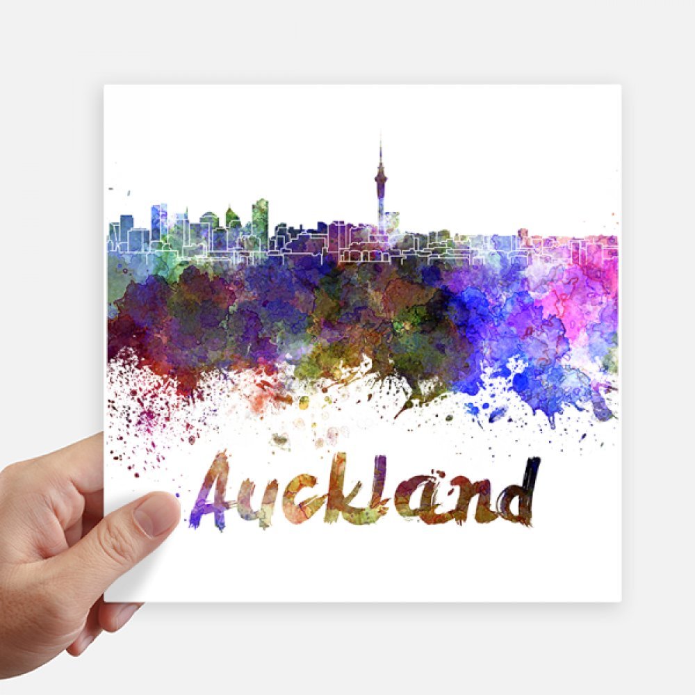 Sticker carré Nouvelle-Zélande Auckland aquarelle décoration mur et ordinateur portable