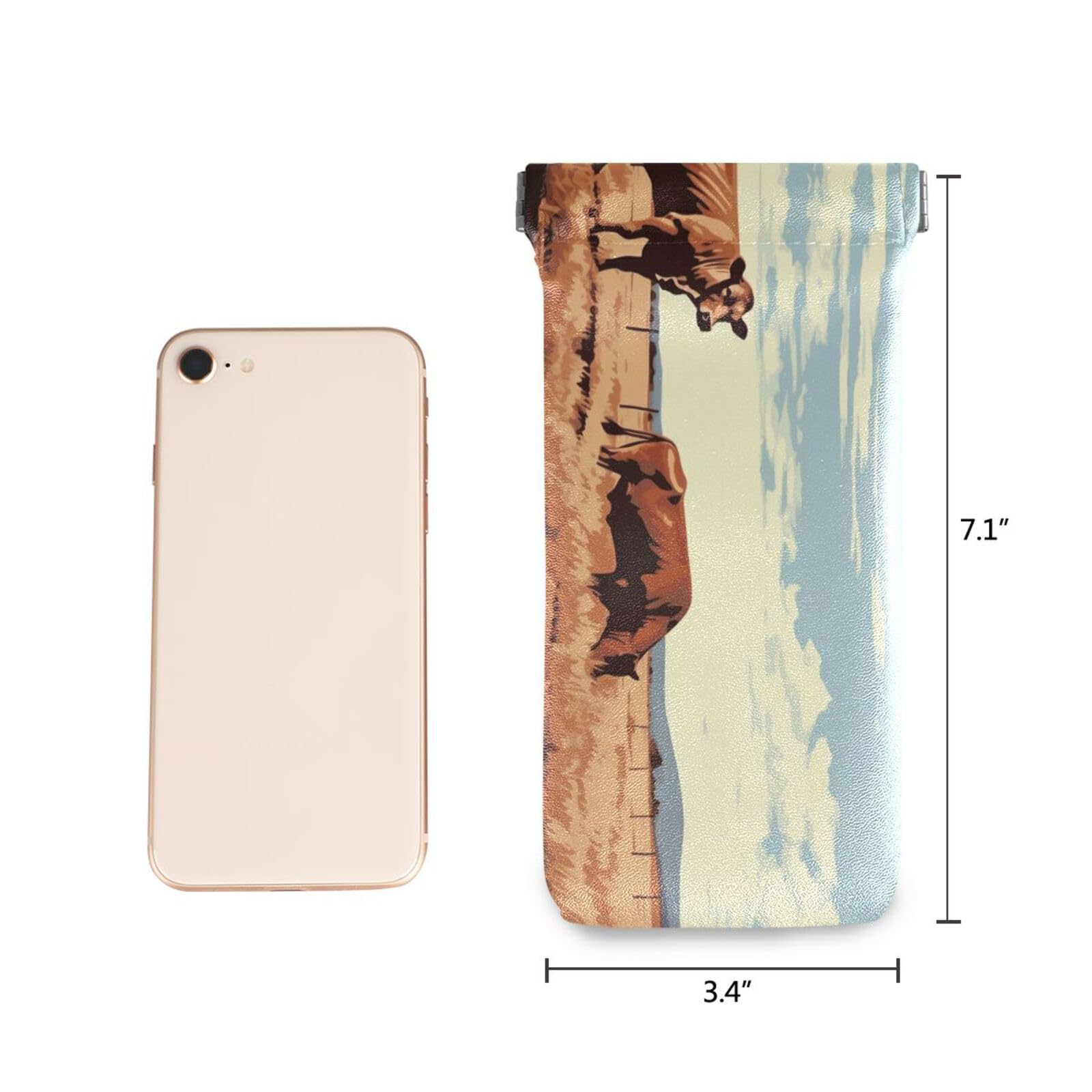 FLildon Farmhouse Cows Eyeglasses Pouch Squeeze Top Sunglasses Case Soft PU Leather Eyeglass Bag for Men Women