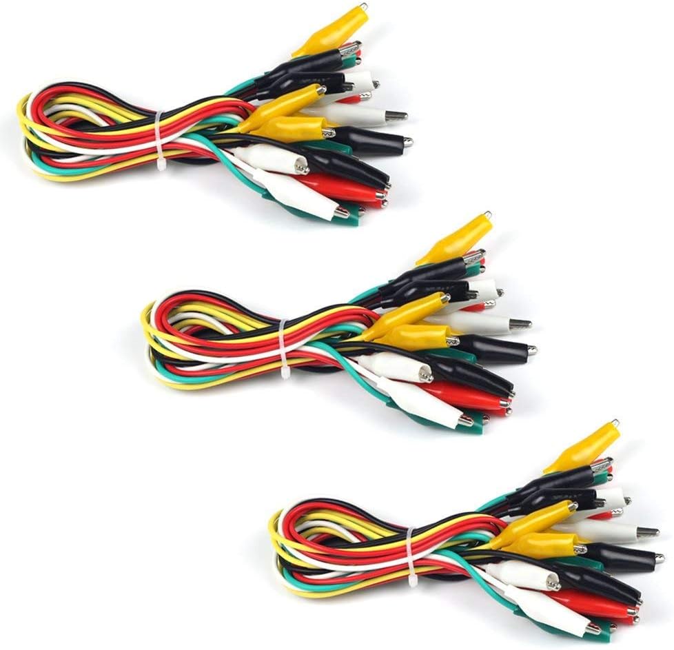 UCTRONICS Alligator Clip Test Leads - 30 Pieces, 20 Inches, Gator to Gator, 3 Packs, 5 Colors - Double Ended Jumper Wires for Arduino and Raspberry Pi Pico Projects