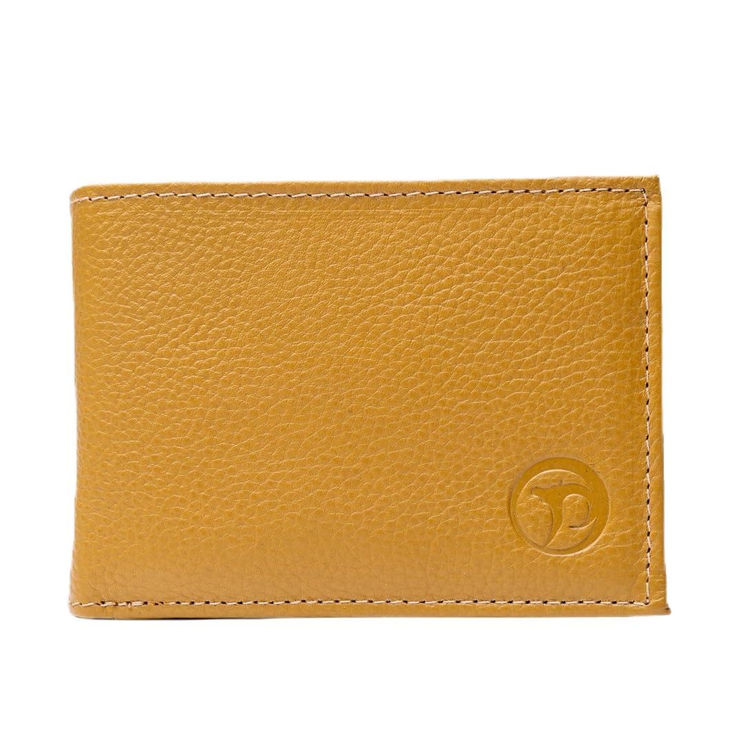 perfect tan Nappa Men's Genuine Leather Wallet | 6 Card Slots, 2 Note Compartments, 1 Pocket, 2 ID Slots | Leather Wallet for Men | Hand Wallet, Daily Use (Yellow)-picture-44