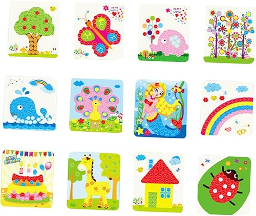 ERINGOGO 12pcs Botón Pintura Niños Pintura Artesanía Niños Aprendizaje Juguete Niños Kits de Mosaico Scrapbooking Niños Juguete Educativo Mosaico