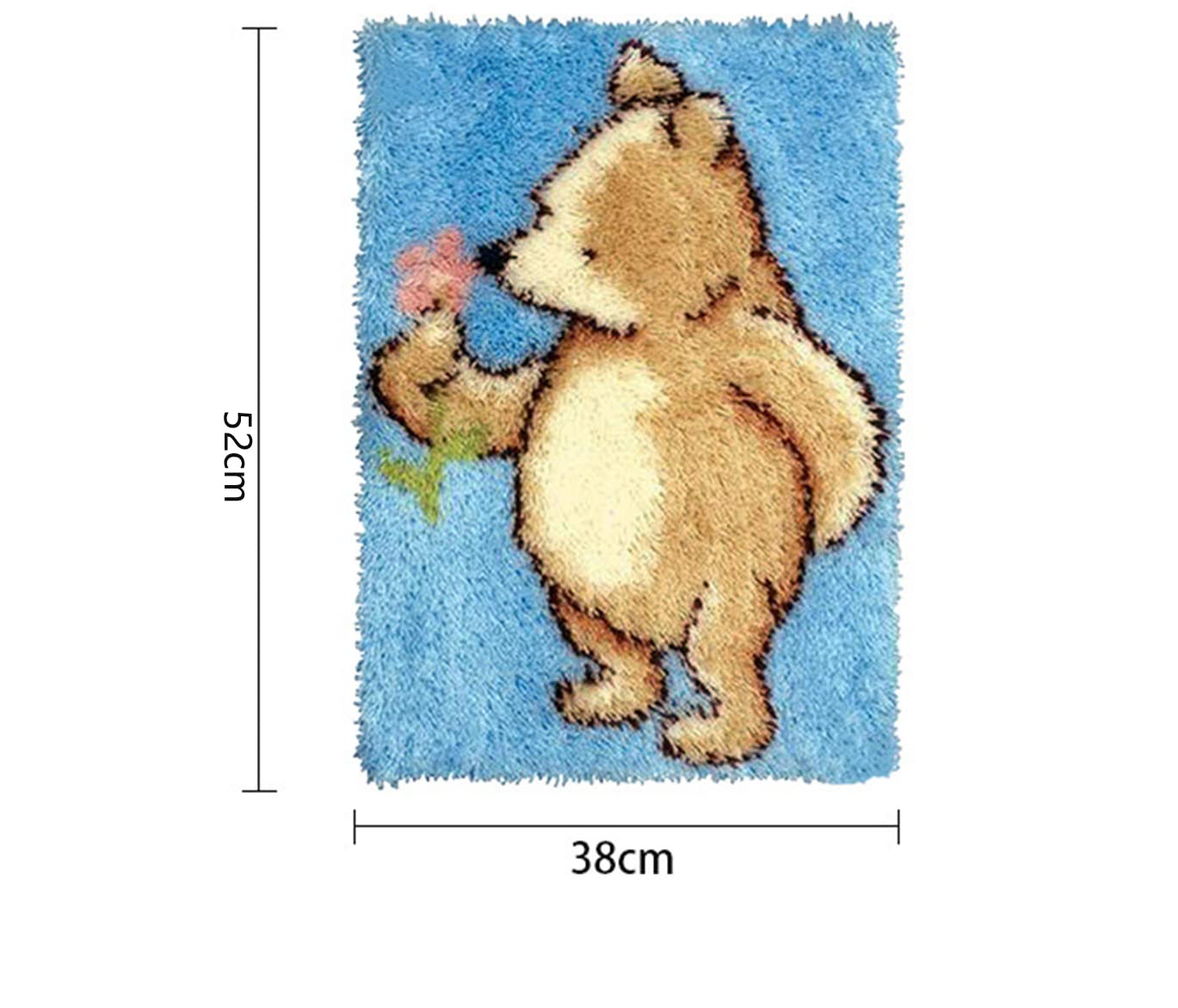 QUIYAEZY Knooptapijt om zelf te knopen, kruissteek, tapijtset met gereedschap, latch haakkit, grote knopen, set 55 x 75 cm, doe-het-zelf tapijt, handwerk, zelfknopen, set, huisdecoratie