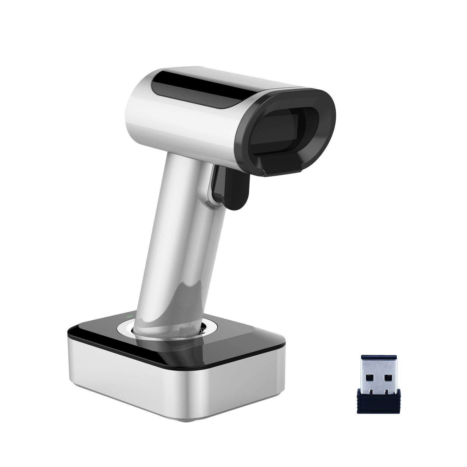 1D Laser Bluetooth Handheld Barcode Scanner with Base.（2.4Ghz Wireless &USB Wired for Connection iOS