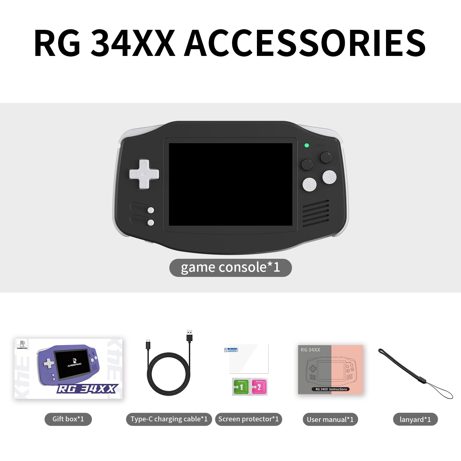RG 34XX - Consola de juegos portátil retro Linux de 64 bits de 3.4 pulgadas, pantalla IPS de 32 + 64 G, tarjeta RG 34XX, consola de juegos retro portátil de 5000 juegos precargados, batería de 3500