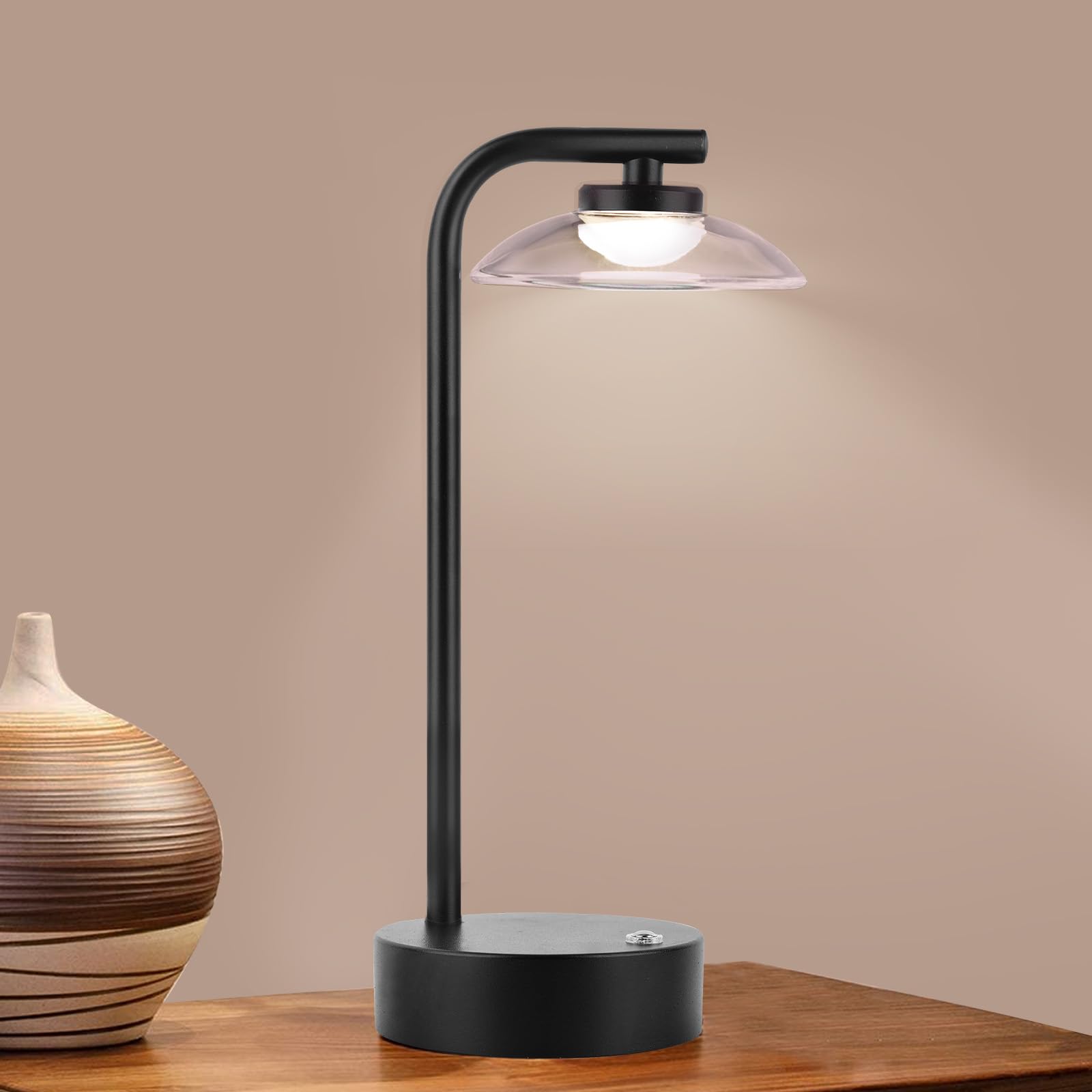 KIANDQU Cordless Modern Table Lamp,Battery Powered Rechargeable Desk ...