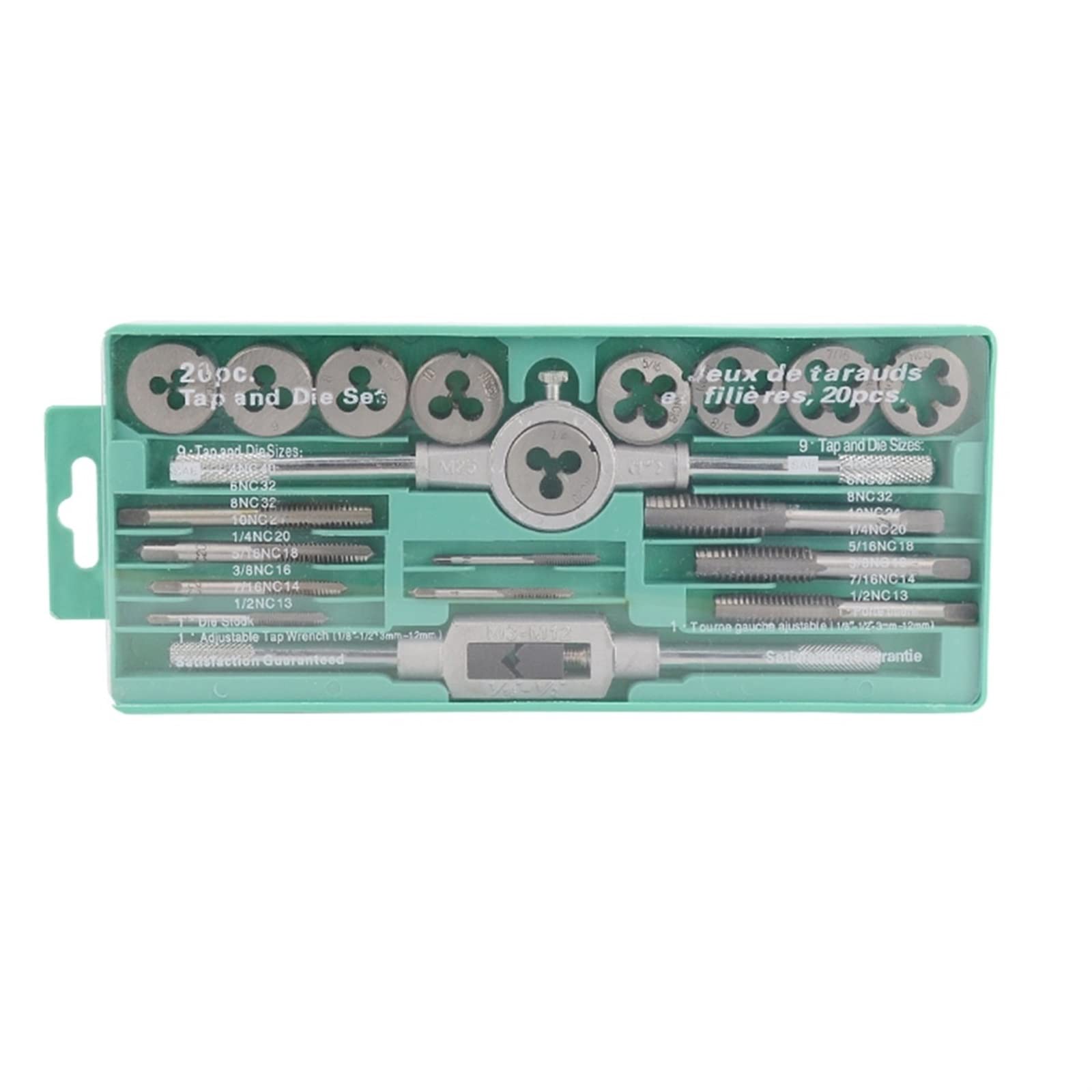 Juego de machos y terrajas de roscar, 20 Piezas imperiales, Taladro de roscar, Llave de roscar Manual, Herramientas de roscado MINGPING (Color: Juego de 20 Piezas imperiales)