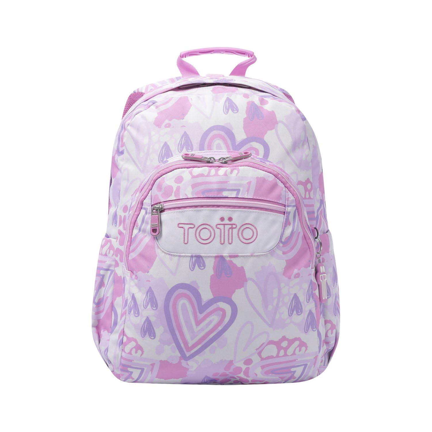 TOTTO Mochila Escolar Adaptable a Carro, Modelo Acuareles, Capacidad 20 L, Bolsillo para Pc 14", 2 Bolsillo Botella, Espaldar Ergonómico con Flujo de Aire, Cómodas Correas en S, Estampado Amalia