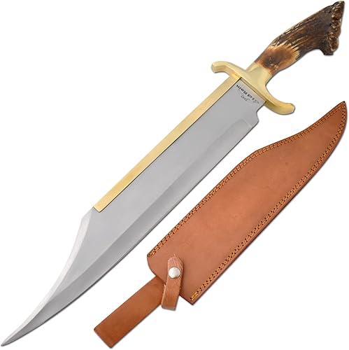 Cuchillo de caza de mango de cuerno de ciervo de Montana de corona real hecho a mano de encargo