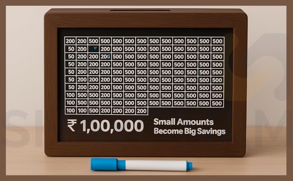B&D Money Bank Wooden Piggy Bank for Kids & Adults, Coin Box with Carved Design, Savings Box, Mini Bank, Wooden Coin Box, Money Saver, Piggy Bank with Numbers, Money Box 100000-image-48