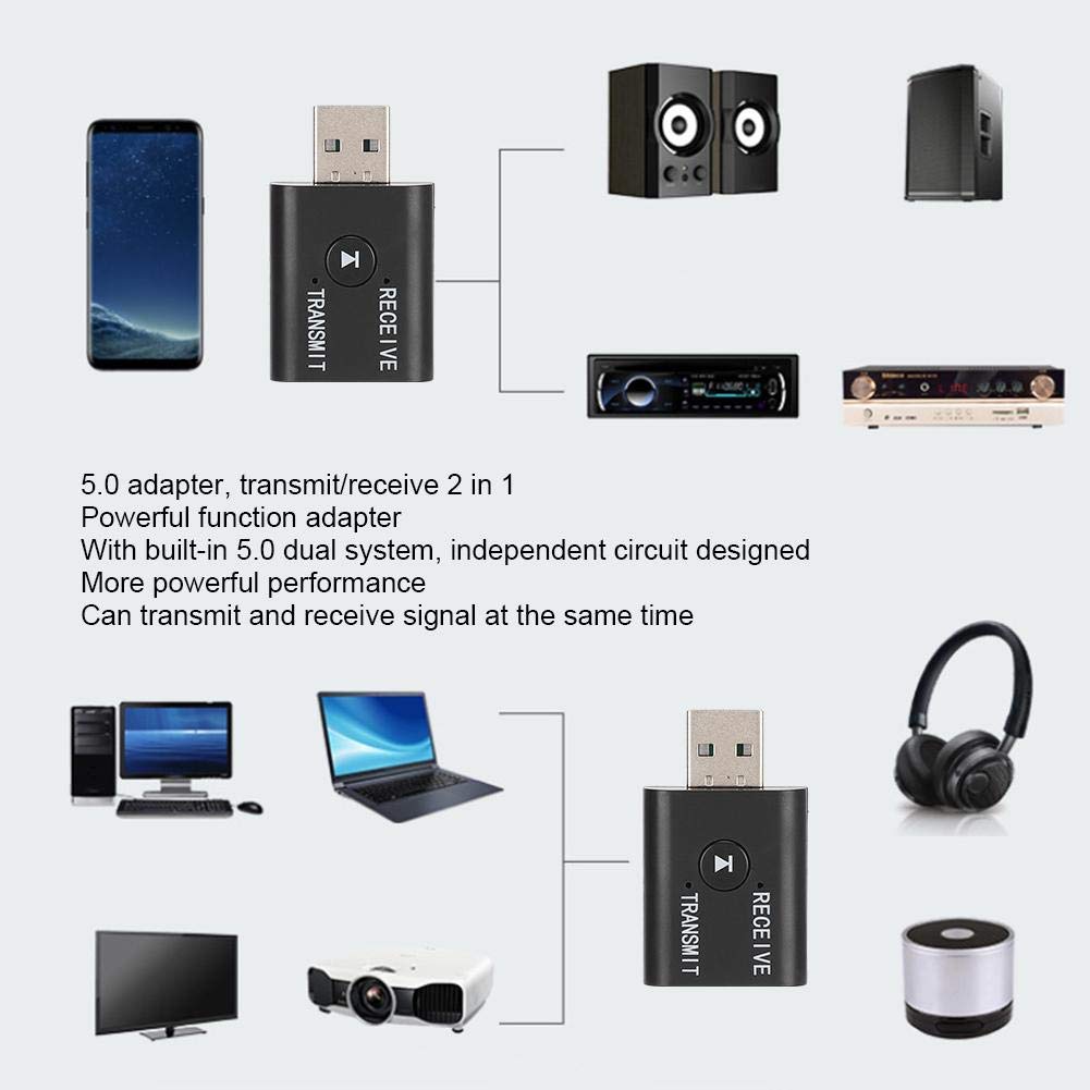 Adaptador de Audio Yet TR6 ABS 2 en 1 con Potente función Bluetooth 5.0, transmisor y Receptor, Circuito Independiente.