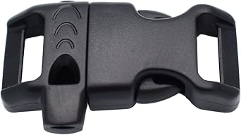 Curved 5/8" Whistle Buckles Plastic Emergency Survival for Paracord Bracelets Black Pack of 12
