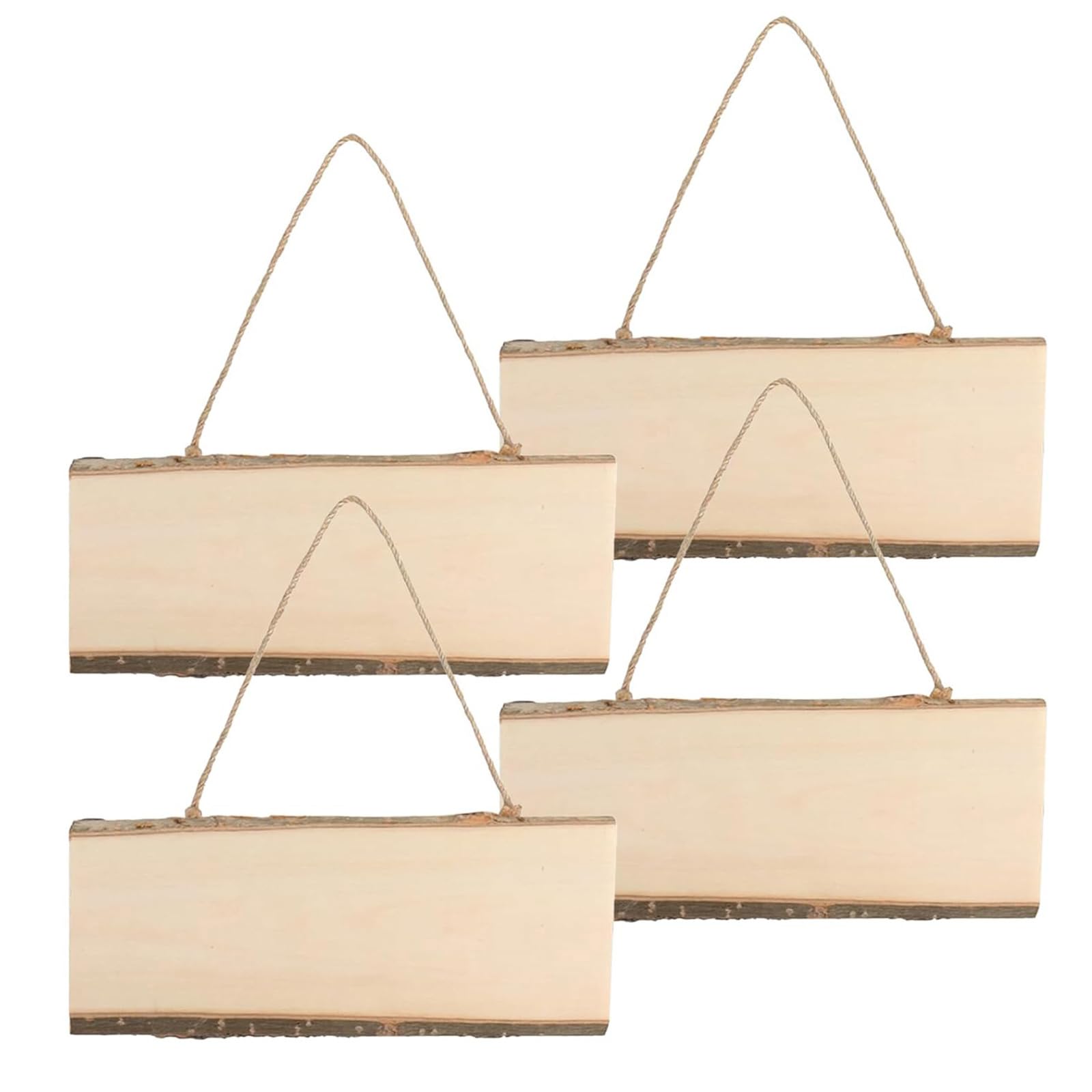 Jazuaiao 4Pcs Unfinished Hanging Wood Signs Rectangular Wood Blanks Plaques with Rope for Pyrography, Painting, Writing, Decoration Unfinished Hanging Sign Rectangle Blanks Plaques