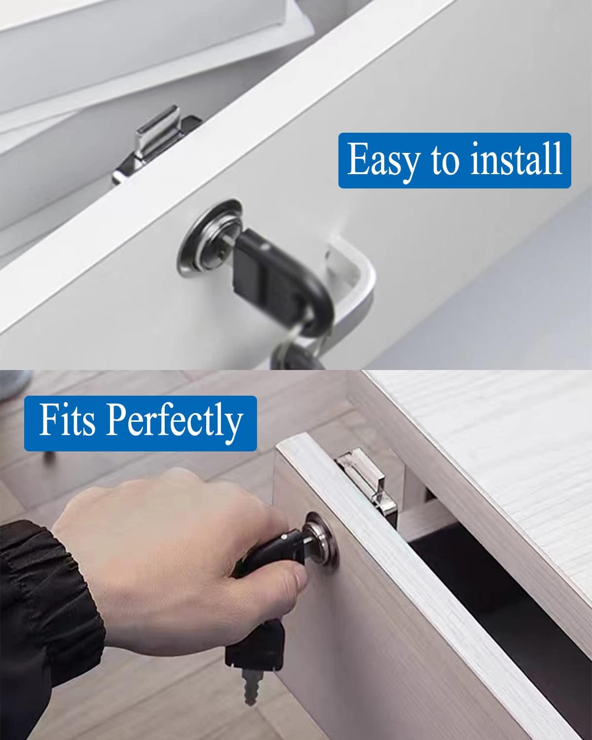 Cabinet Drawer Locks with Keys- XIEHE 138 Zinc Alloy Replacement Door Locker Keyed Alike 4 Pack Cylinder Diameter 0.75 Inch Chrome Finish