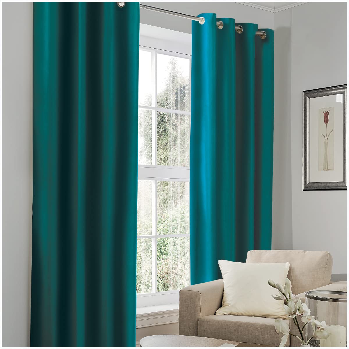 Gc Gaveno Cavailia Teal Blackout Curtains 2 Panels Set,Thermal Insulated Window Treatment, Darkening Curtain For Living Room, 66X72 Inch