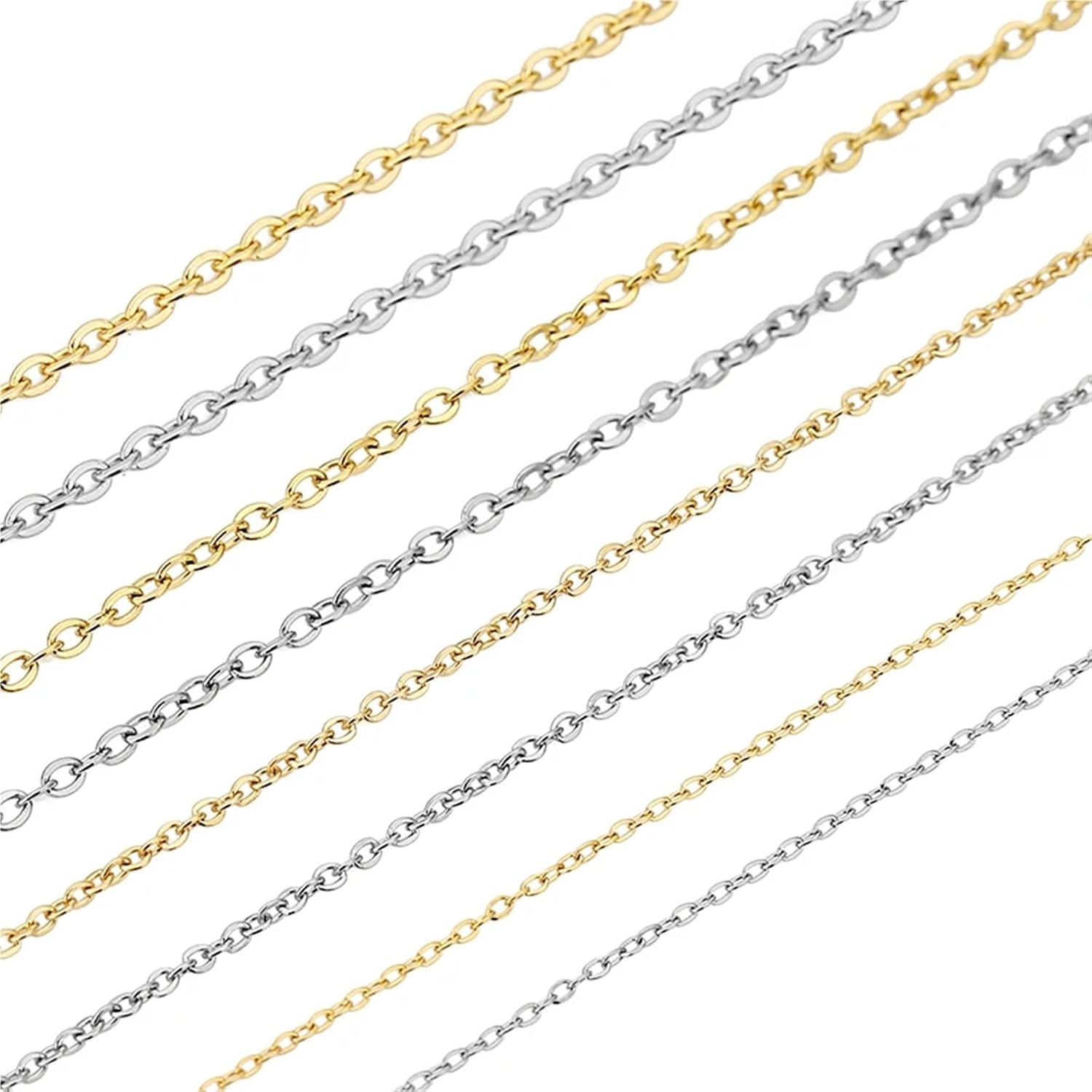 Metal Iron Necklace Chains 3pcs 5meters Stainless Steel Link Chains for Jewelry Making DIY Craft Supplies(Steel,Diameter 1mm)