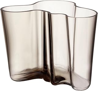 Iittala Alvar Aalto collection Vase 160 mm, leinen | Designklassiker mundgeblasen in Finnland, ikonisches skandinavisches Designobjekt, finnische Handarbeit, Originalentwurf 1936