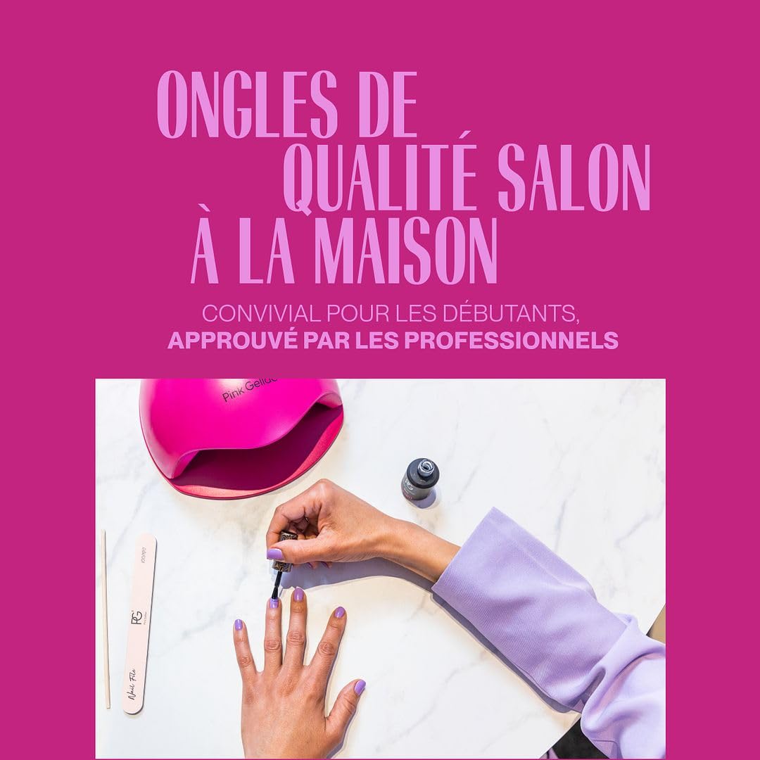 Pink Gellac Base et Top Coat Vernis Semi Permanent 2x 15 ml - Set Gel UV pour Ongles
