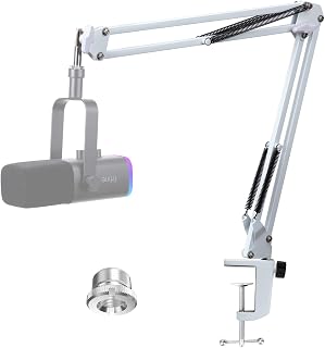 FIFINE AM8 Mikrofonarm Weiß - Boom Arm Mikrofon Schwenkarmständer kompatibel mit FIFINE Recording XLR/USB Mikrofon, AM8 Microphone Desktop Ständer, für 3/8" bis 5/8" Adapter Mic von YOUSHARES